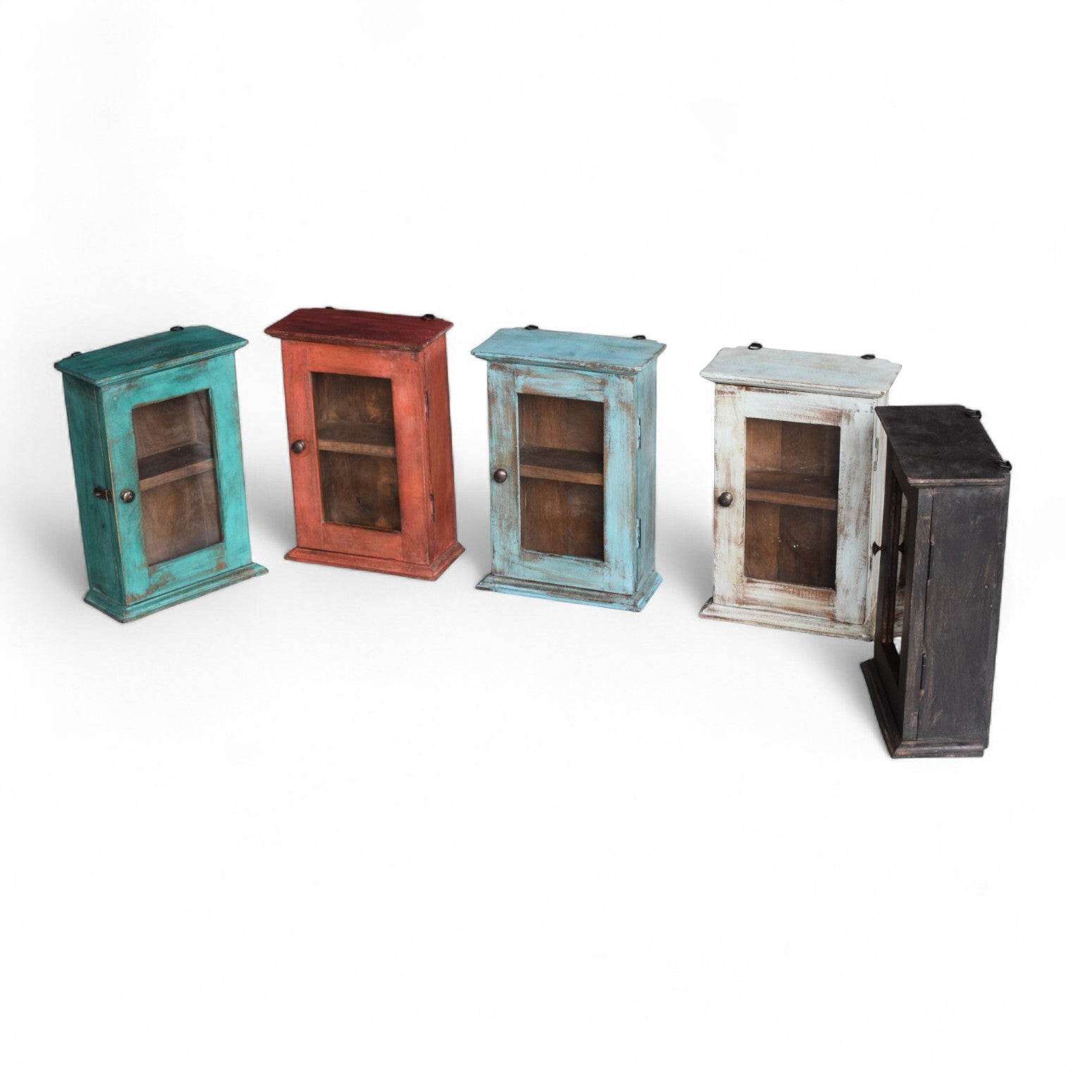 Reclaimed Teak Mini Cabinets – Pastel Washed Finishes