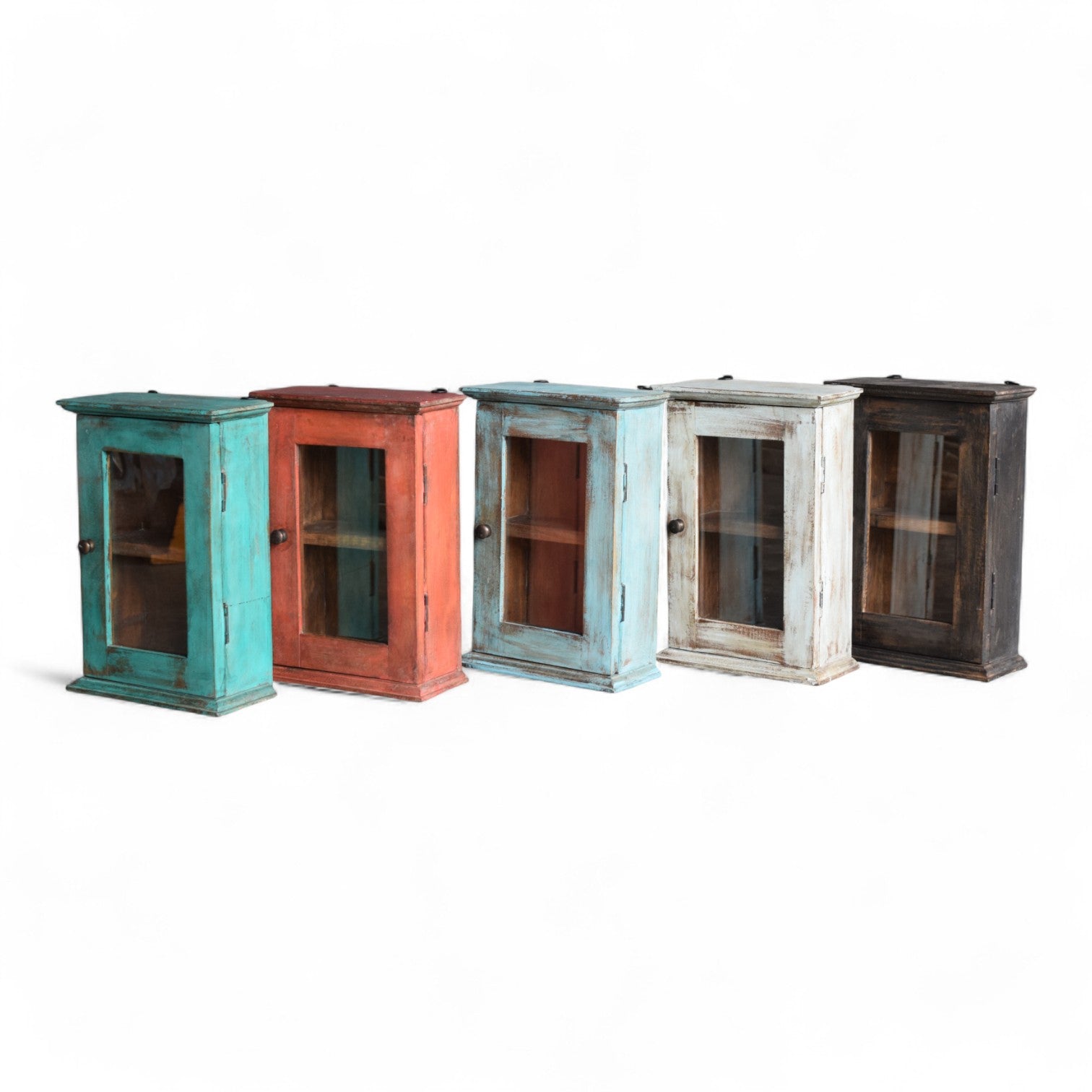 Reclaimed Teak Mini Cabinets – Pastel Washed Finishes