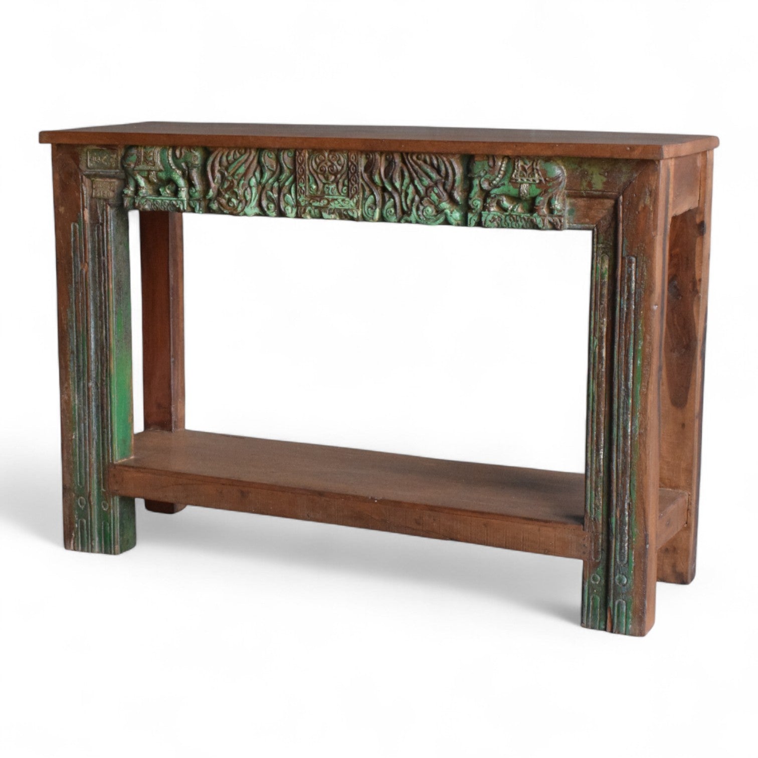 Hand Carved Console Table Green Detail