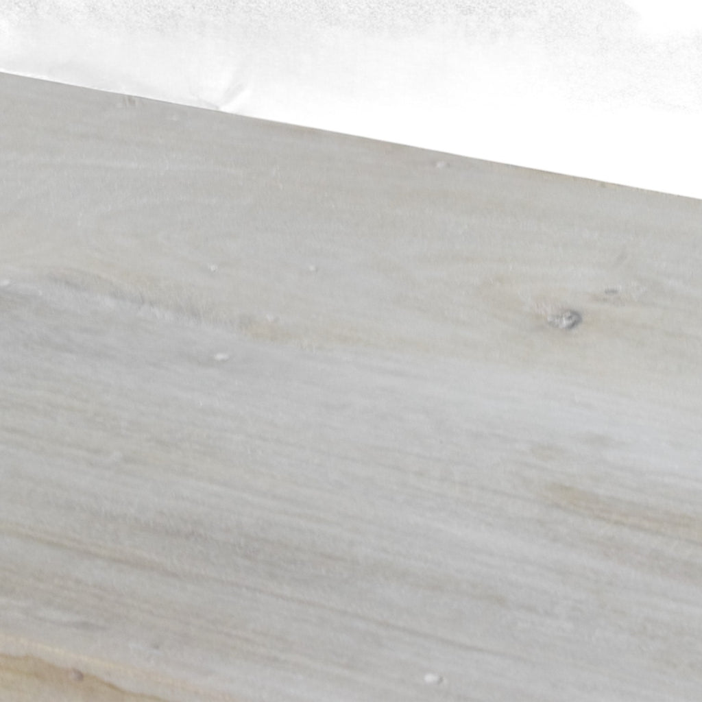 Hand-Carved Whitewashed Wooden Console Table with Shelf
