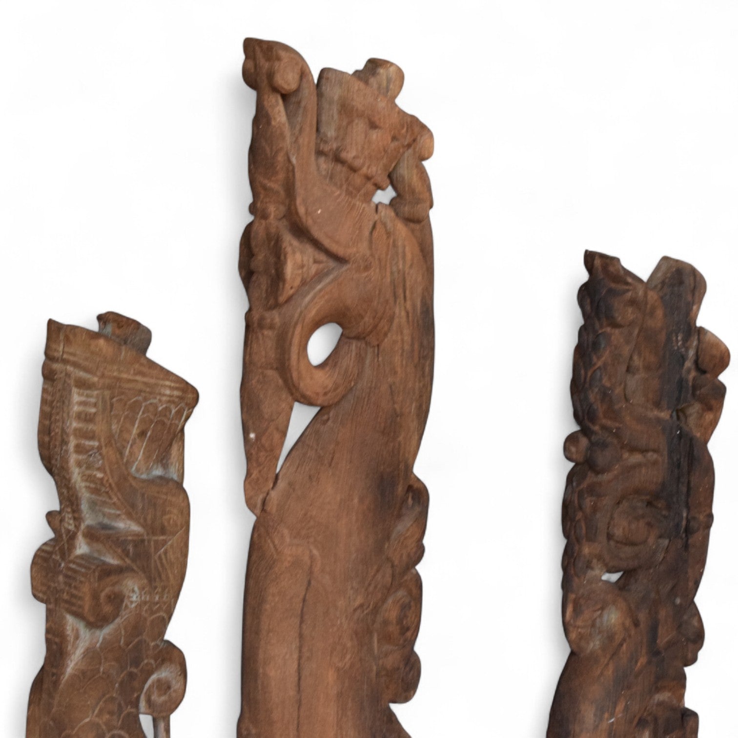 Vintage Carved Wooden Architectural Fragments on Stands