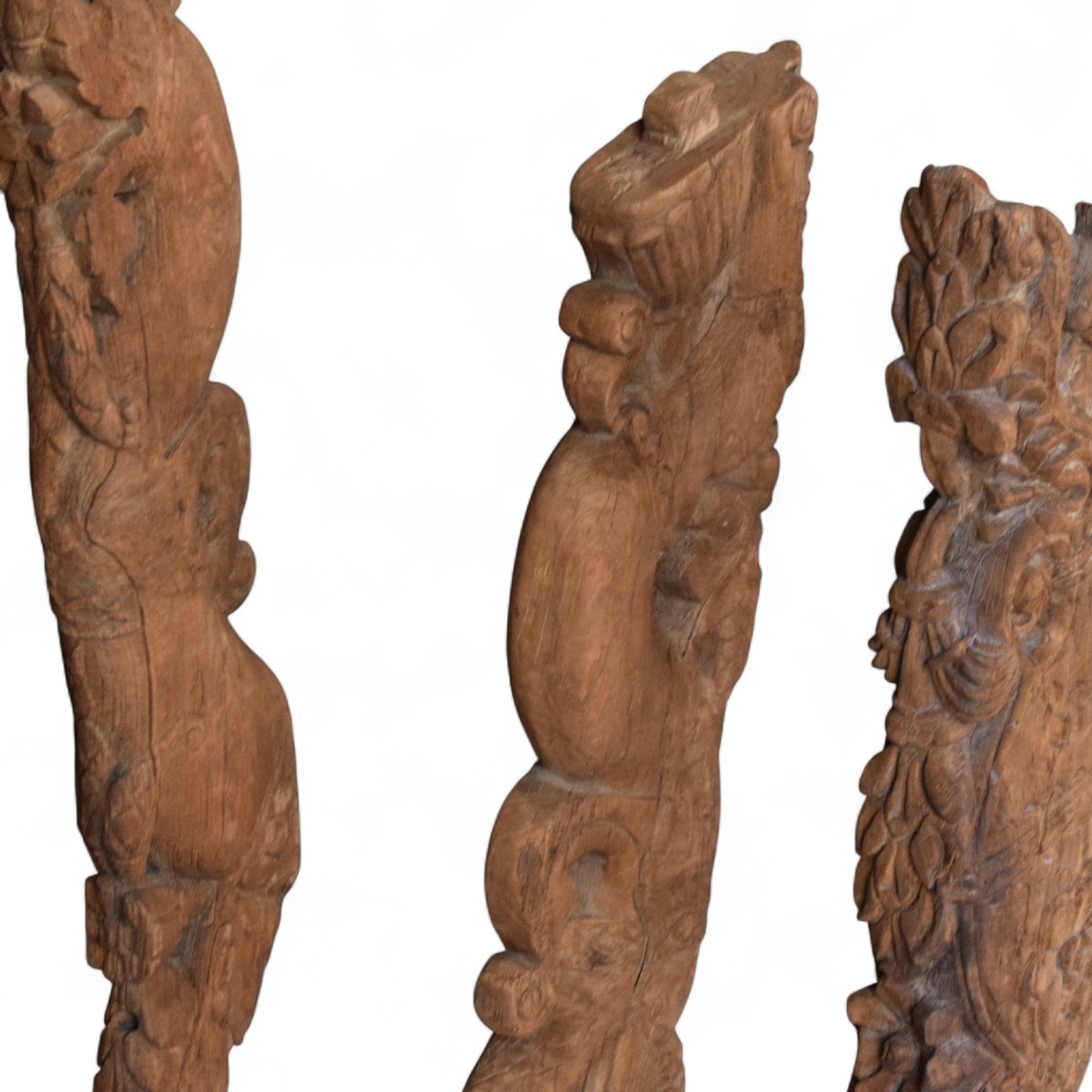 Vintage Carved Wooden Architectural Fragments on Stands