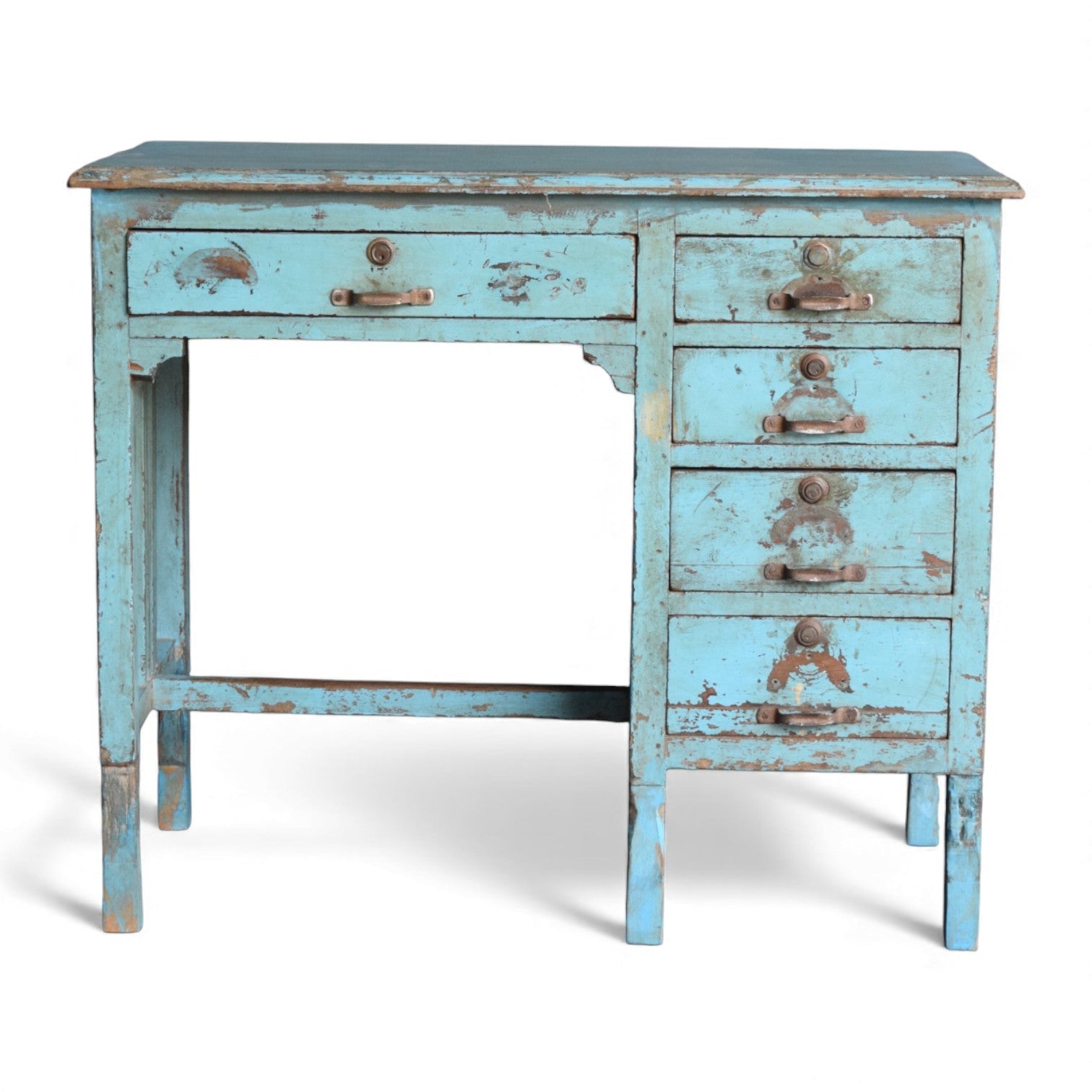 Vintage Teak Desk Distressed Blue