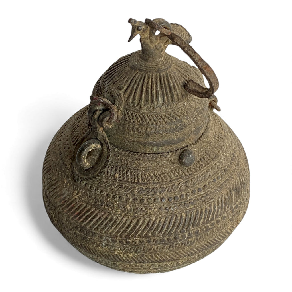Vintage Brass Lidded Storage Vessel – Tribal / Folk Art