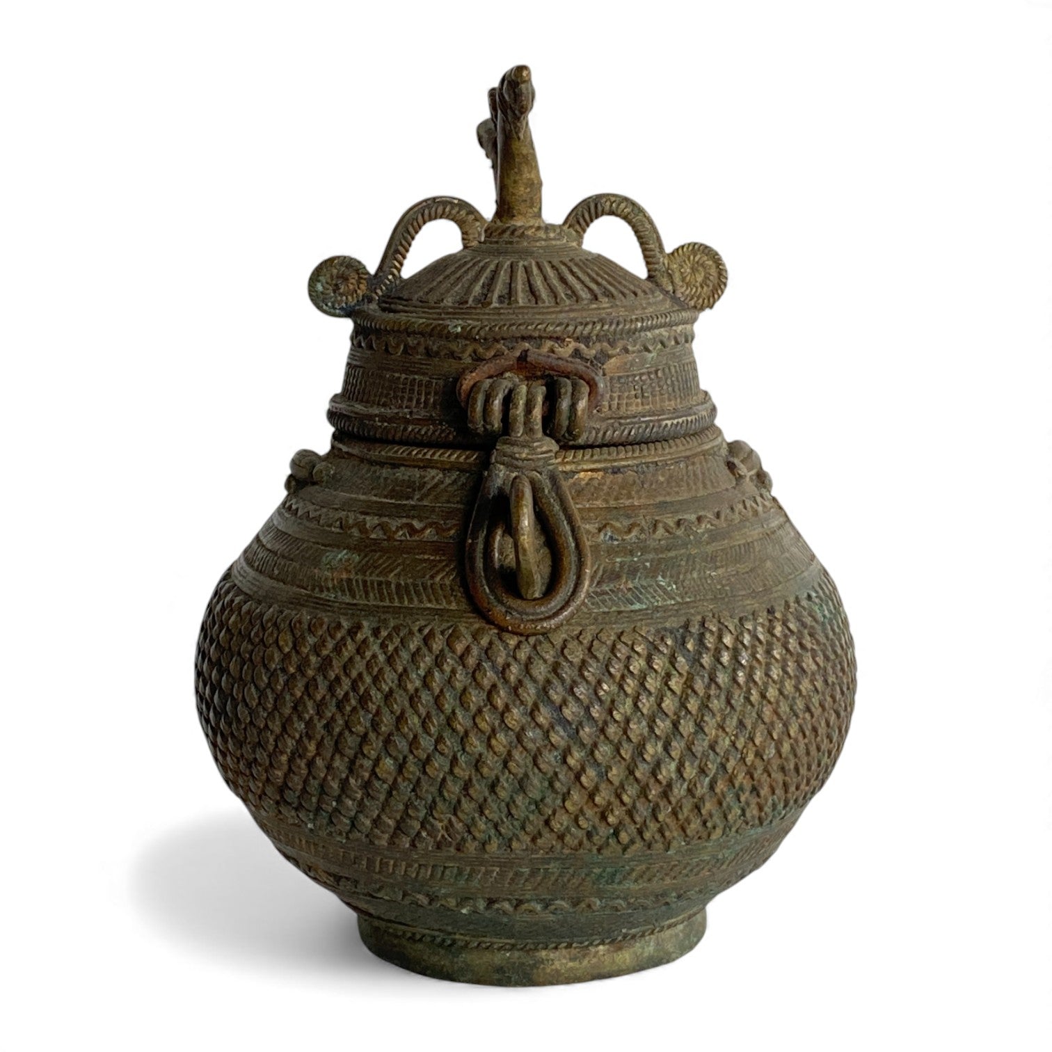 Vintage Indian Brass Lidded Water Pot (Lota / Kalash Style)