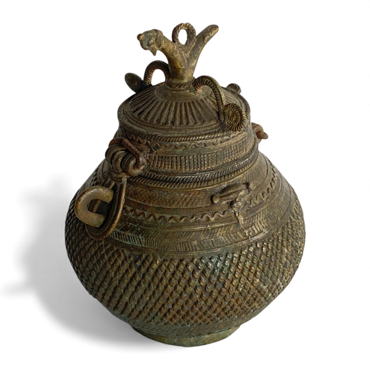 Vintage Indian Brass Lidded Water Pot (Lota / Kalash Style)