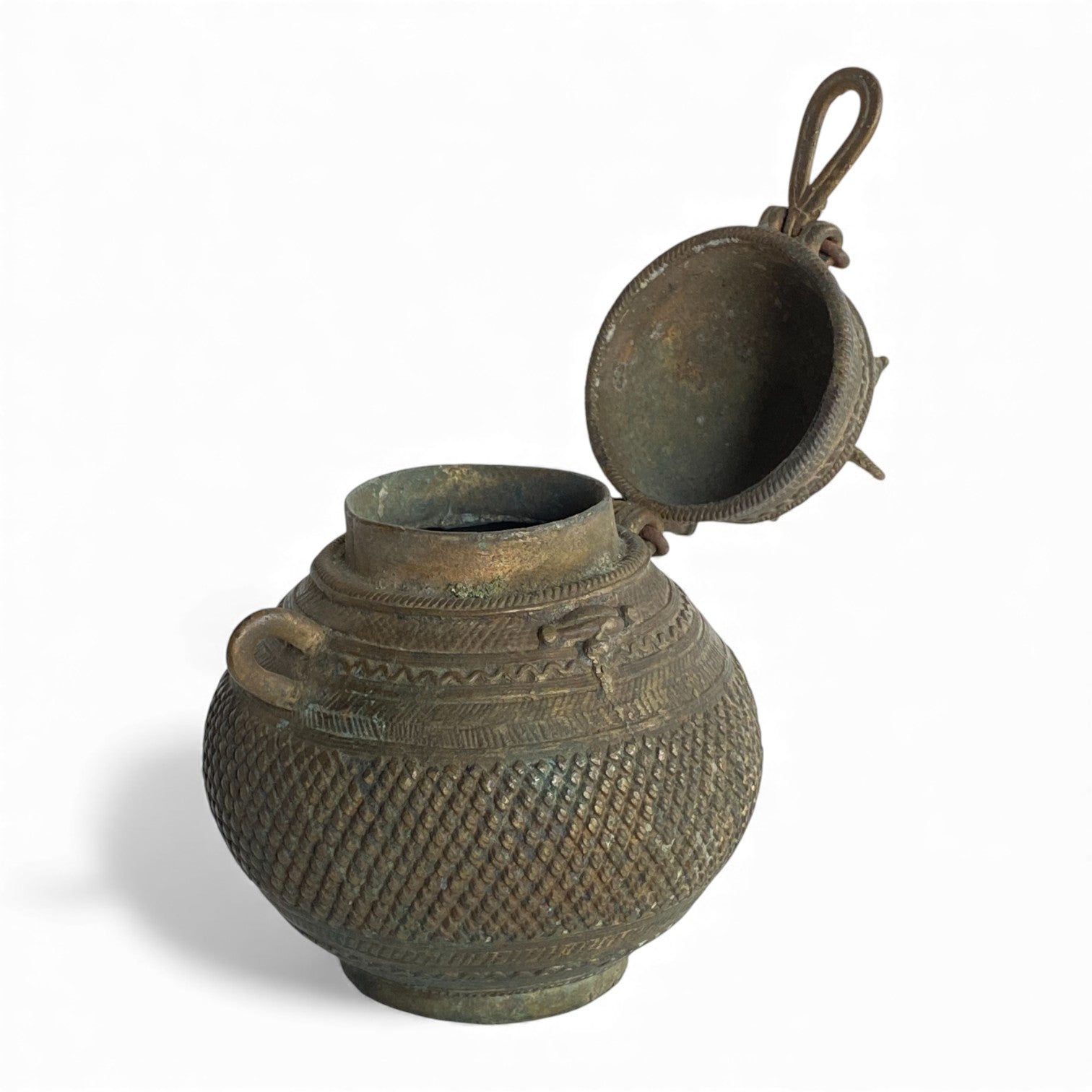 Vintage Indian Brass Lidded Water Pot (Lota / Kalash Style)