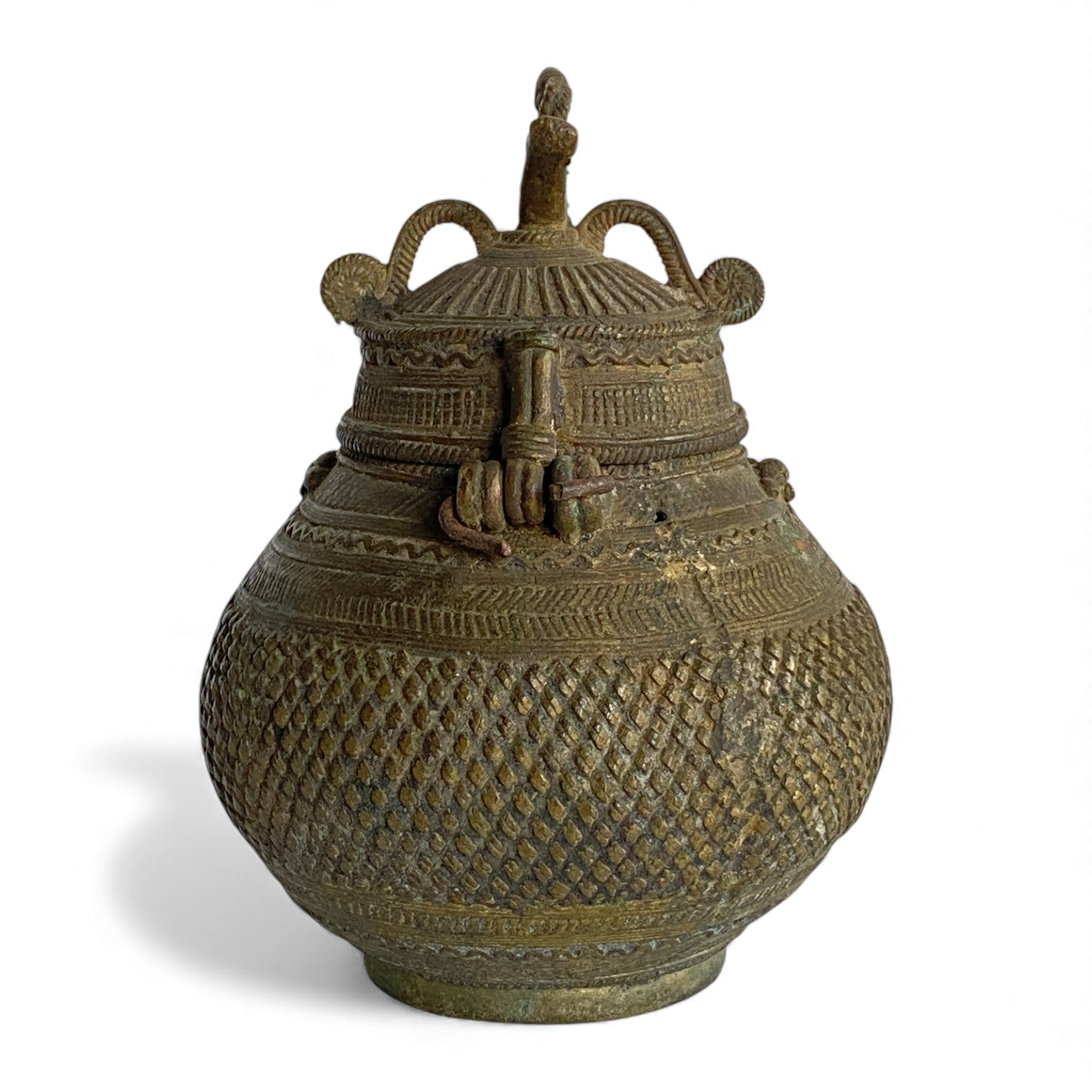 Vintage Indian Brass Lidded Water Pot (Lota / Kalash Style)