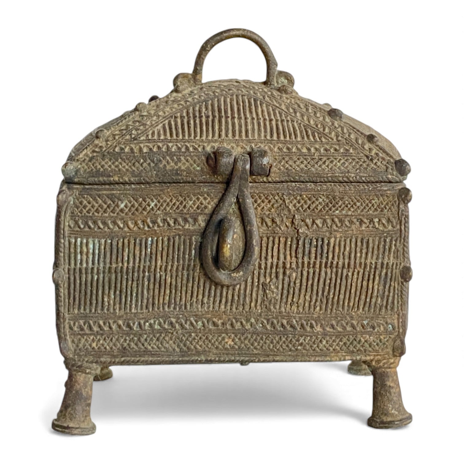 Vintage Indian Brass Betel Nut Box / Jewellery Casket