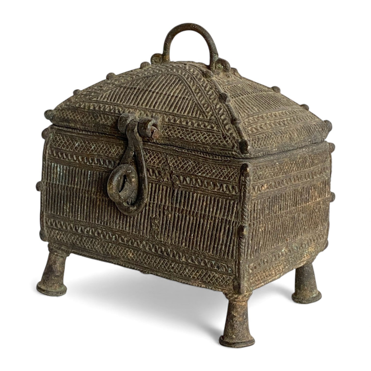 Vintage Indian Brass Betel Nut Box / Jewellery Casket