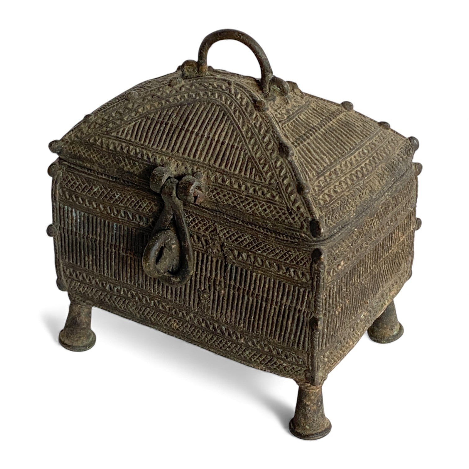 Vintage Indian Brass Betel Nut Box / Jewellery Casket