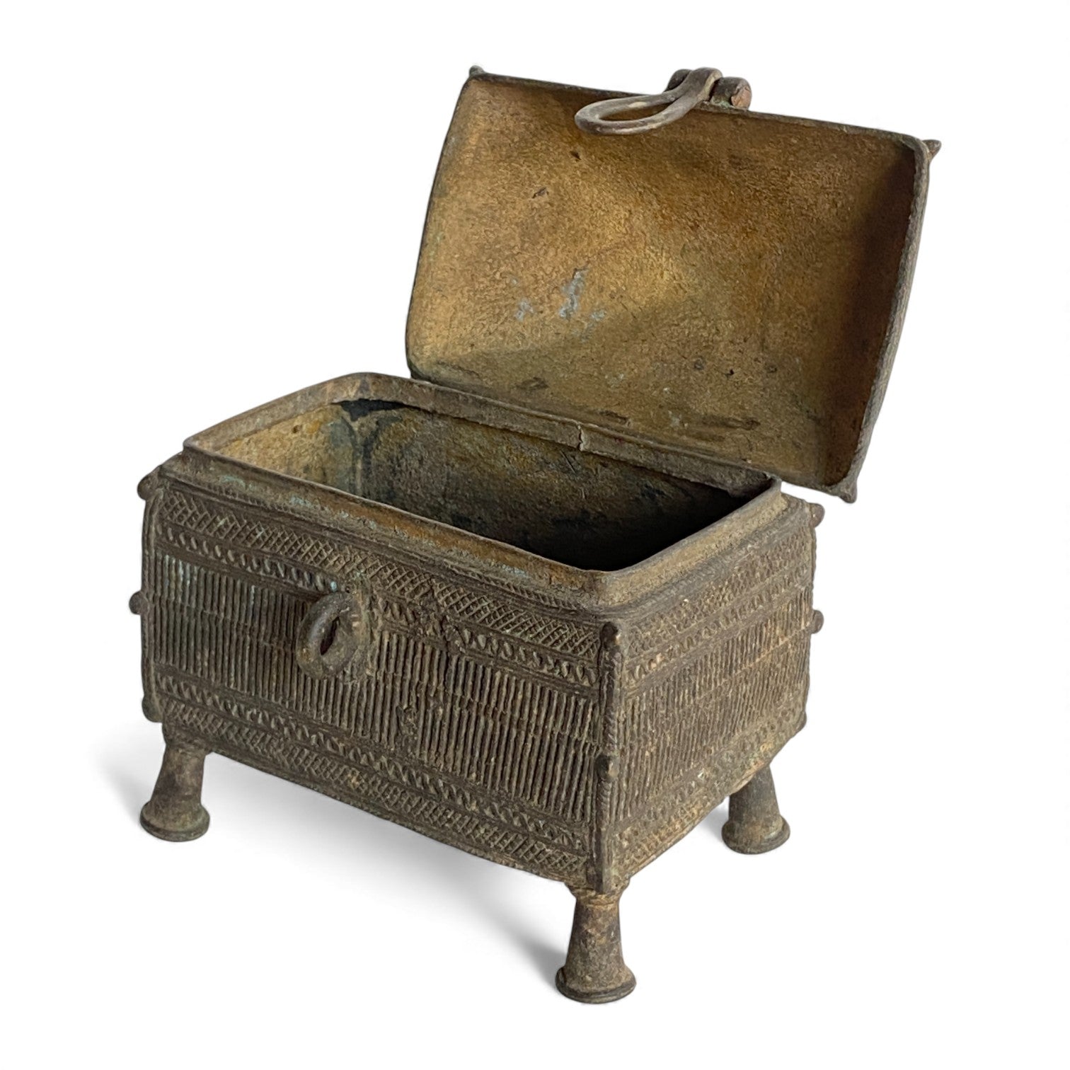 Vintage Indian Brass Betel Nut Box / Jewellery Casket