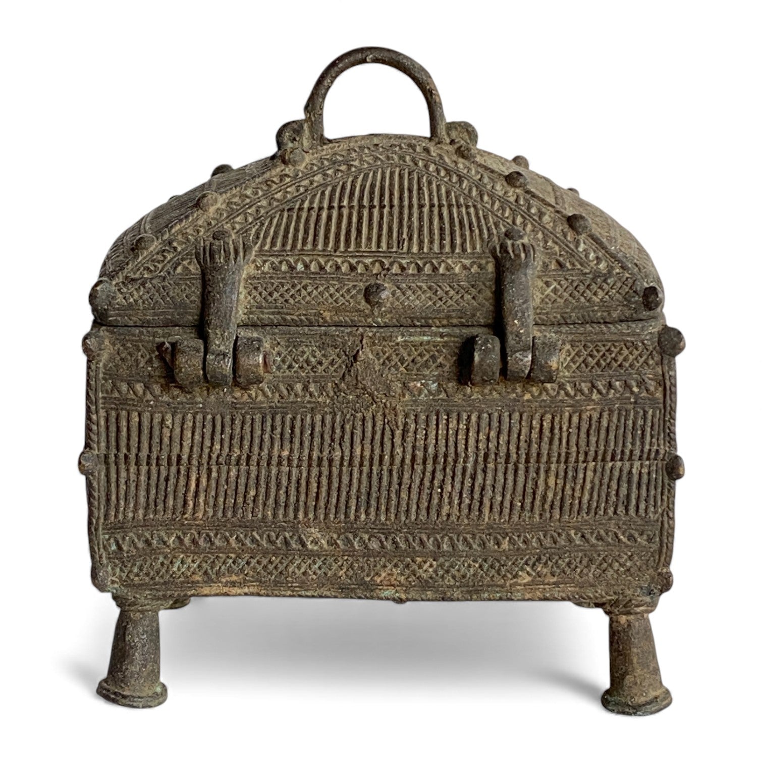 Vintage Indian Brass Betel Nut Box / Jewellery Casket