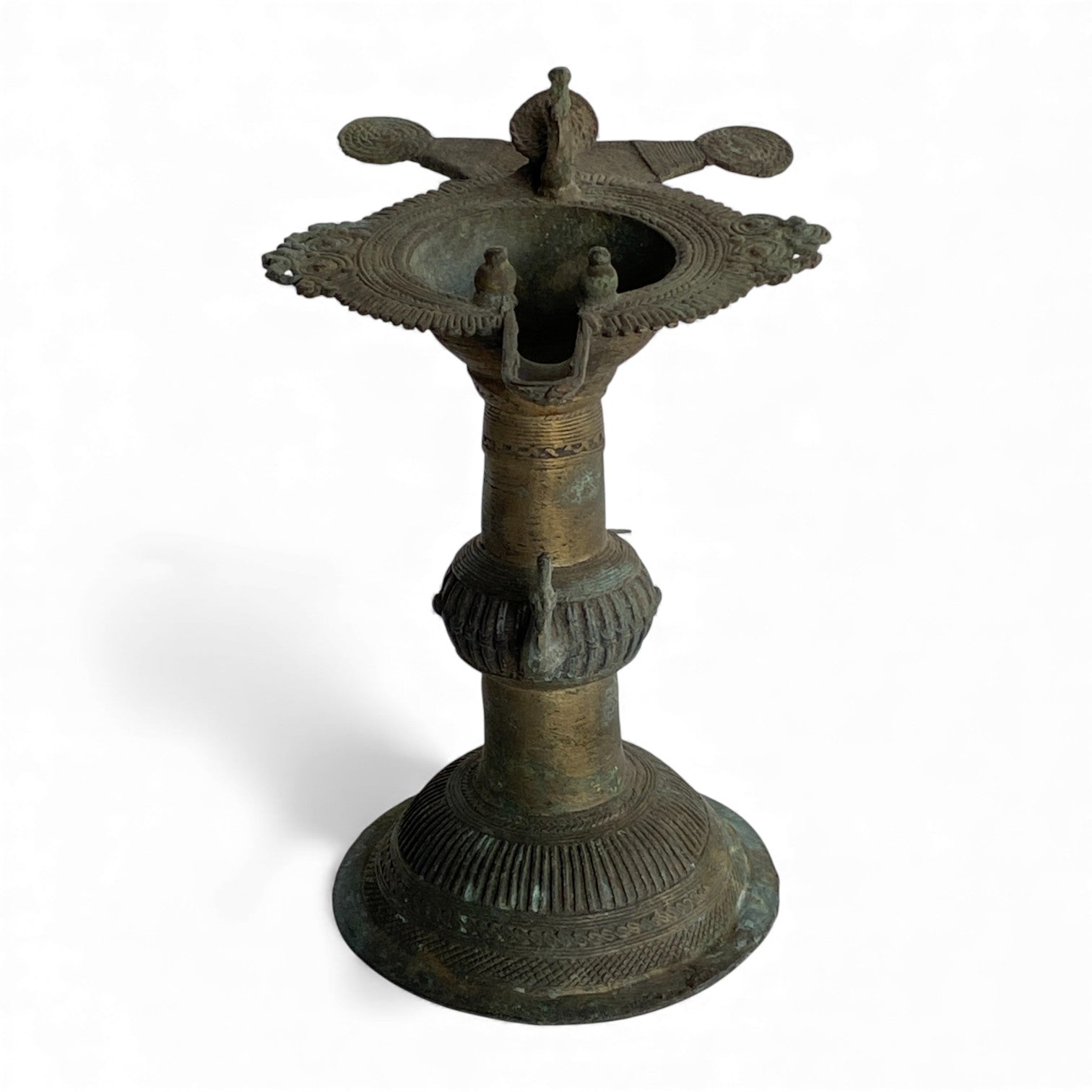 Vintage Indian Brass Temple Oil Lamp (Deepam) – Age Unknown